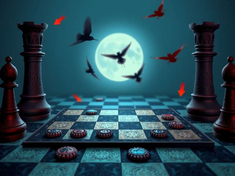 Close-up of checkers pieces on a board during intense online game