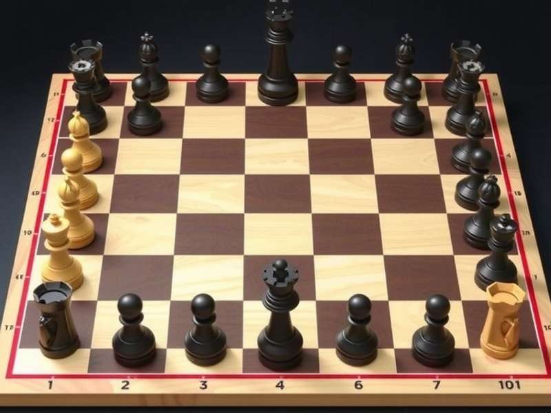 Professional checkers board game setup with strategic pieces