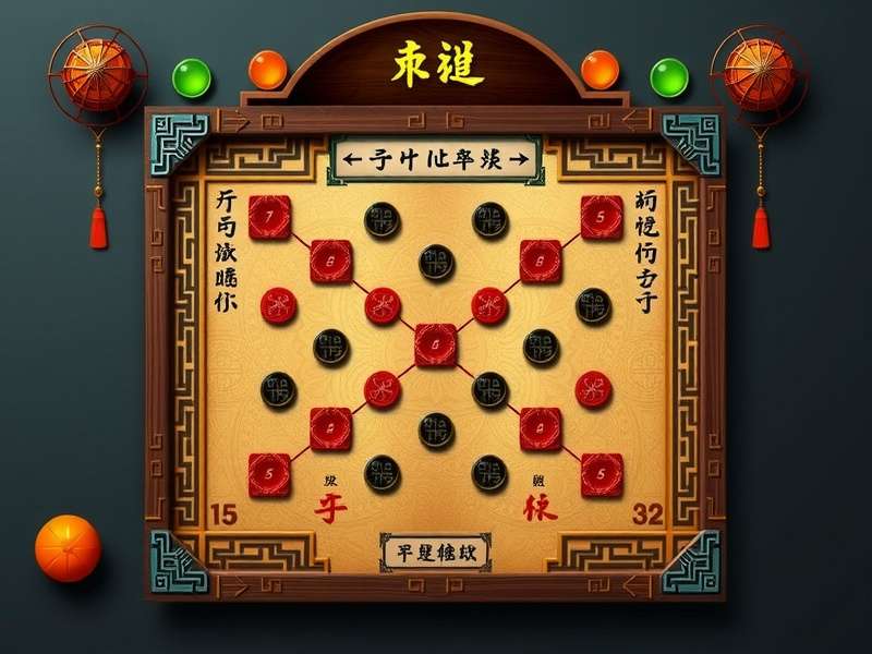 Close-up of Chinese Checkers board with colorful marbles