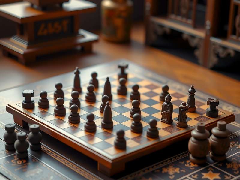 A detailed close-up of a Chinese Checkers board with colorful marbles in strategic positions.