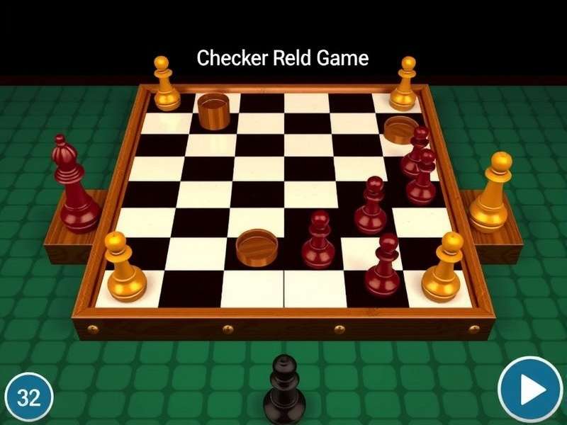 Traditional checkers game board setup with pieces