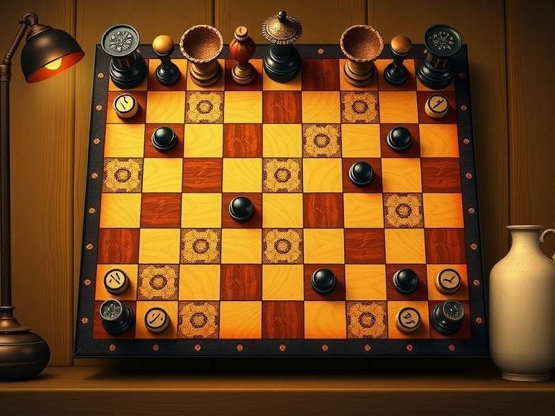 A high-level checkers strategy board with computer AI analysis overlay