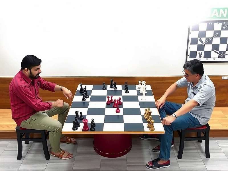 Checkers board game setup with Hindi terminology