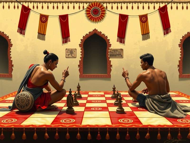 Intense championship checkers game showing a complex board state during a rally