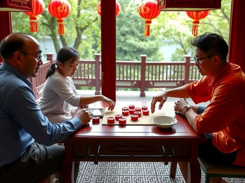 Detailed Chinese Checkers board setup with colorful marbles