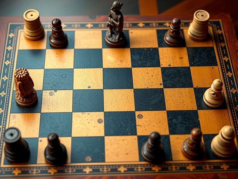 Professional checkers game setup with pieces on board