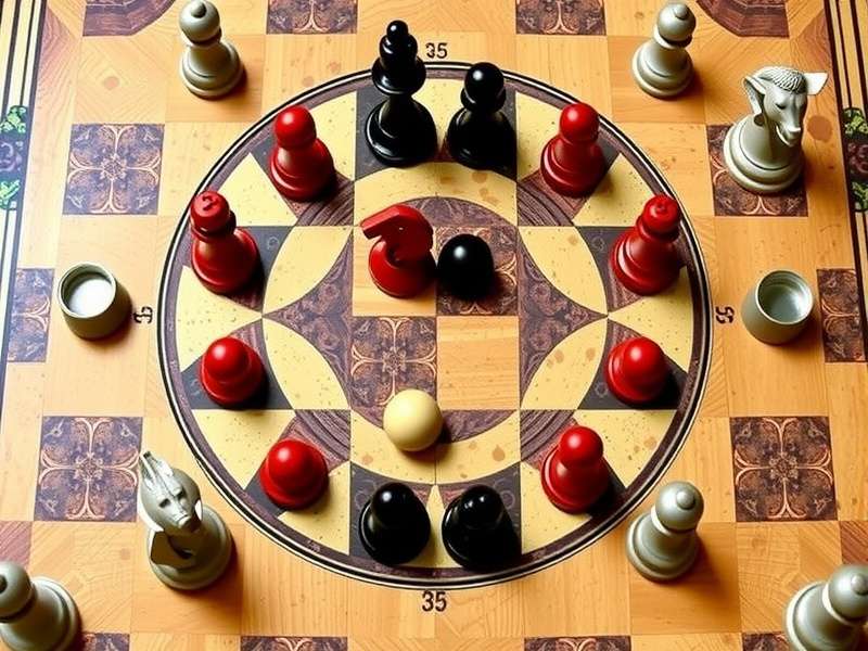A close-up strategic view of a Checkers board with red and black pieces in mid-game