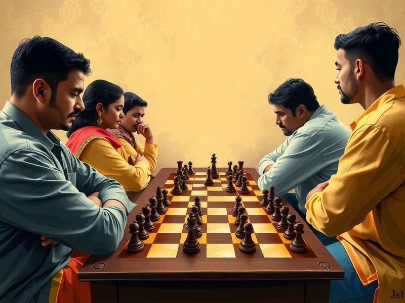 A close-up of checkers pieces on a wooden board during a casual game