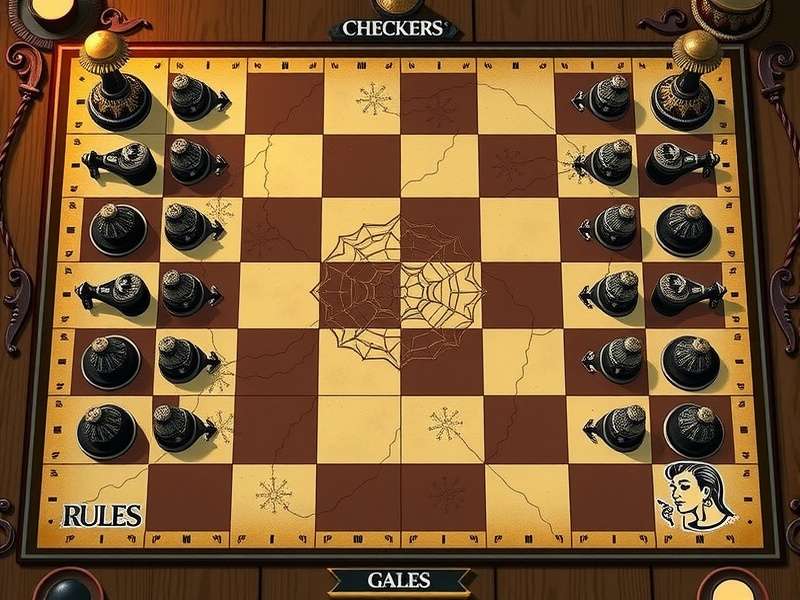 Professional checkers game in progress with pieces on a wooden board