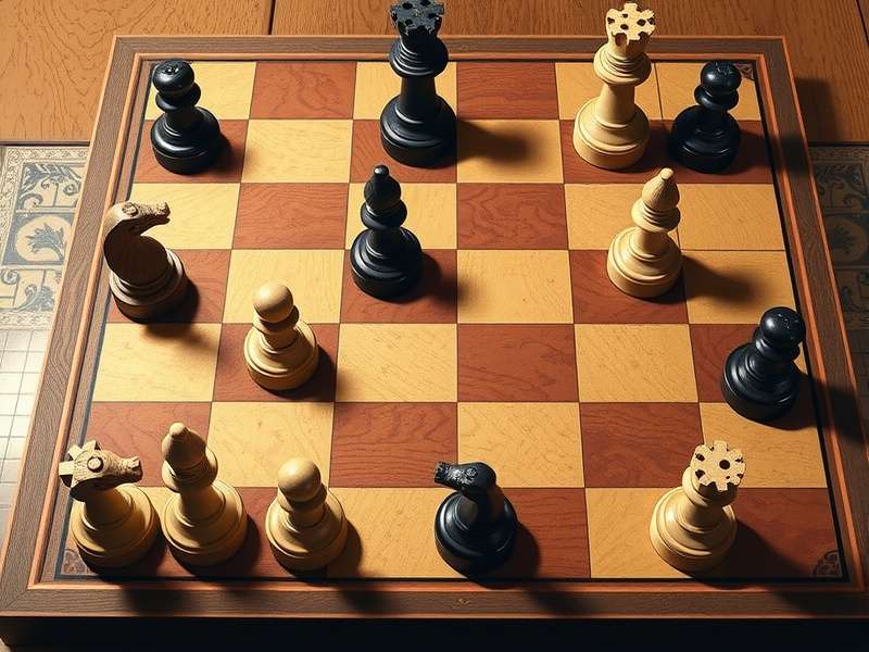 A classic checkers board with red and black pieces in mid-game