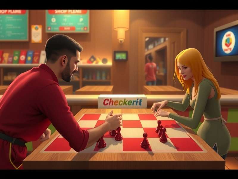 Professional checkers board with pieces in mid-game strategy position