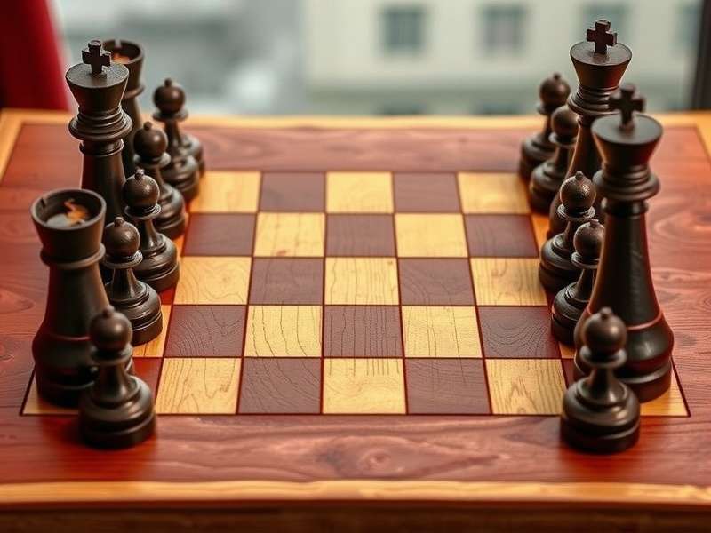 Close-up of strategic Checkers move with hand hovering over piece