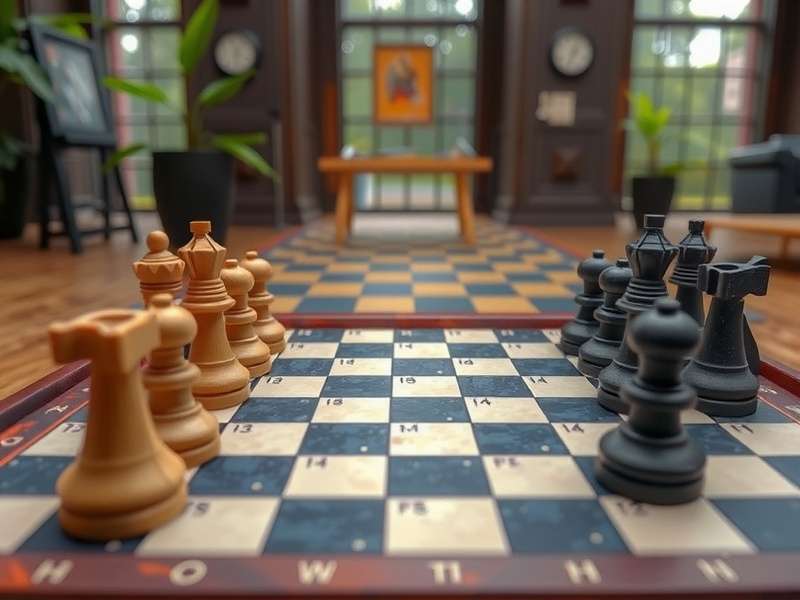 A diverse group of people playing checkers at a community center in India