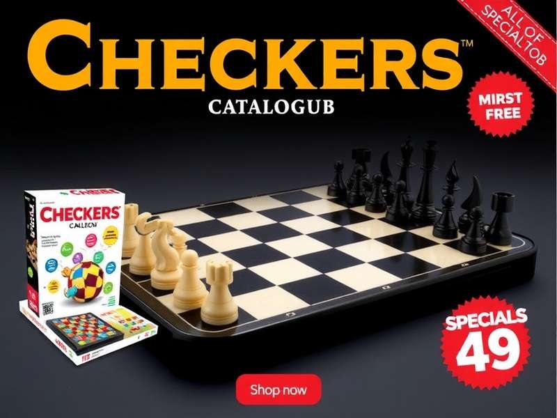 Checkers board game with pieces in mid-game