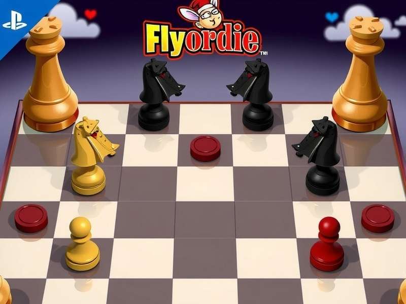 Strategic Checkers game position on Flyordie platform showing king pieces and possible moves