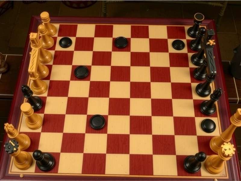Professional Checkers board setup with pieces in mid-game