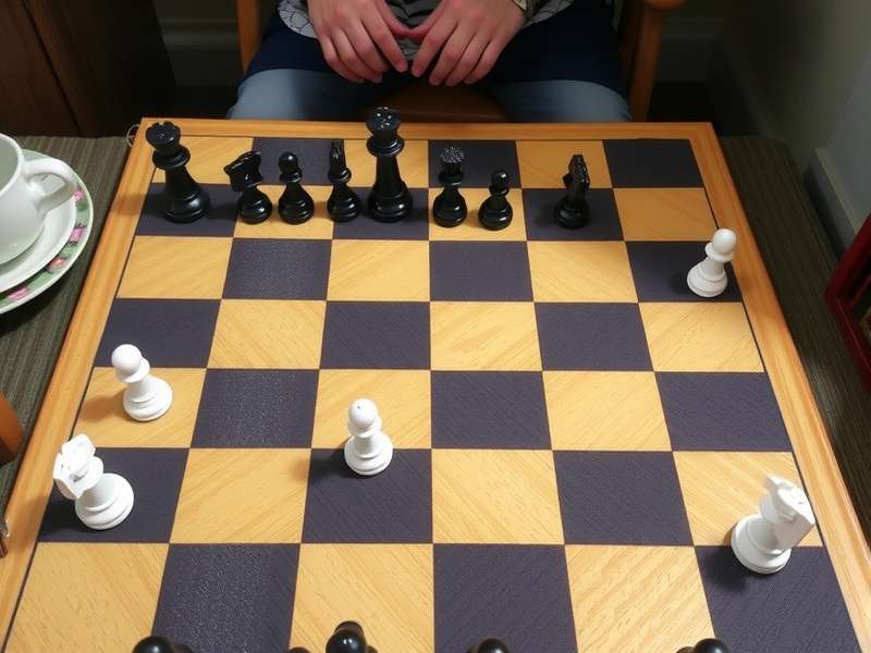 Antique wooden checkerboard with worn pieces