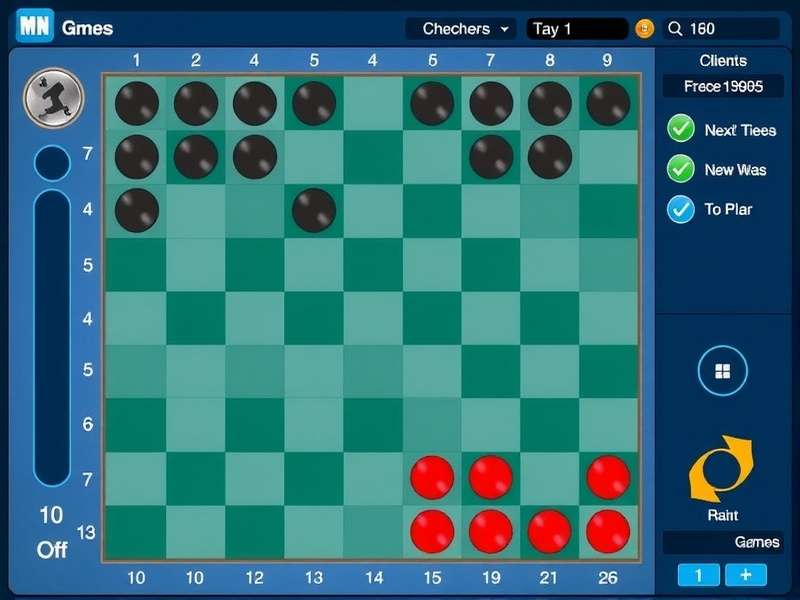 Advanced Checkers strategy board showing king positioning and potential jumps