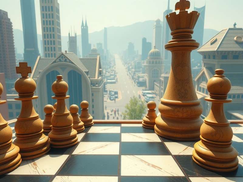 A close-up of a intense checkers game in progress, pieces poised for a jump