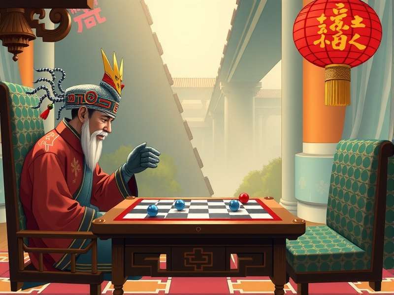 Traditional Chinese Checkers board with colorful marbles