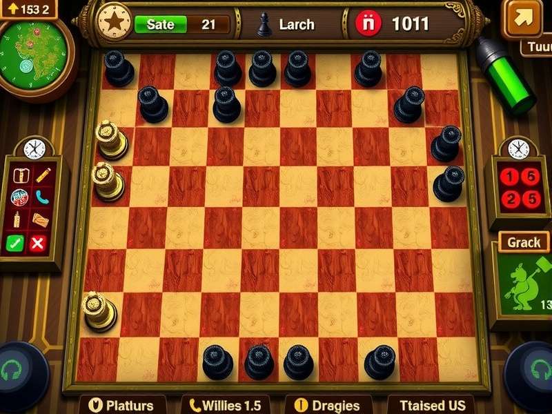 A strategic Checkers game in progress, pieces mid-move on a wooden board