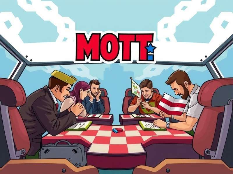 Traditional Mot Checkers board set up with pieces in mid-game