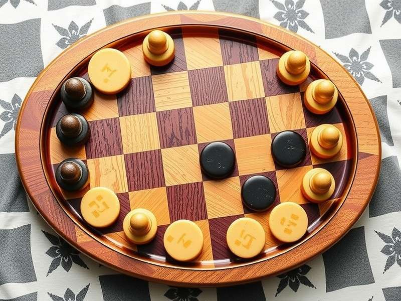 A focused player contemplating a checkers move on a wooden board