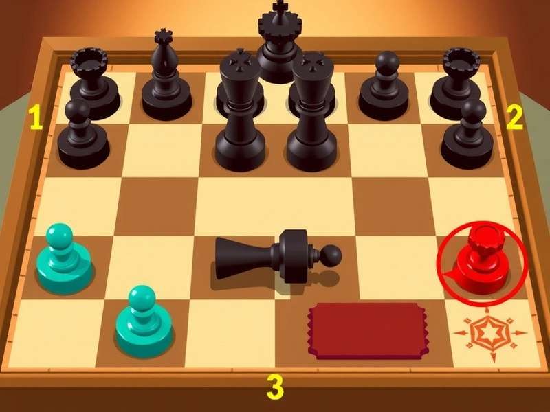 A close-up of checkers pieces on a wooden board during a strategic game