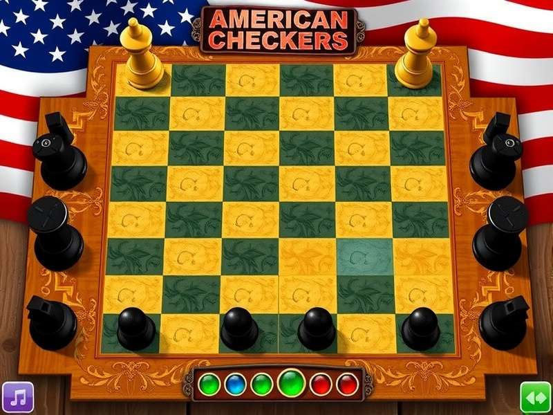 American Checkers board setup showing dark and light pieces in starting position