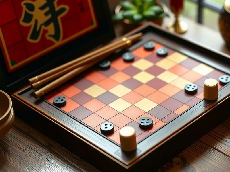 Chinese Checkers board game with colorful marbles arranged on a star-shaped board
