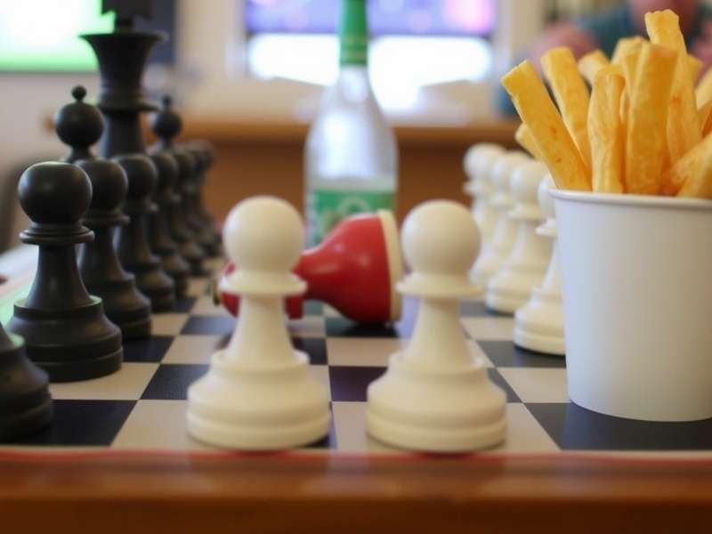 Checkers Fries – Classic 8x8 checkers board with crowned kings and strategic positions