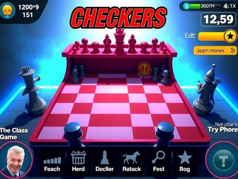 Checkers Hyper Online – digital checkers board with glowing pieces and vibrant interface