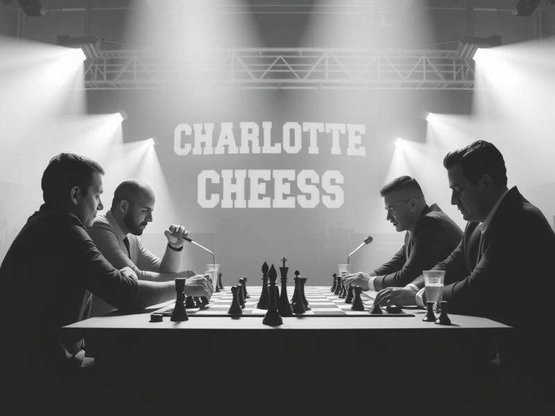Vintage wooden checkers board with red and black pieces arranged for a game of Charlotte Checkers